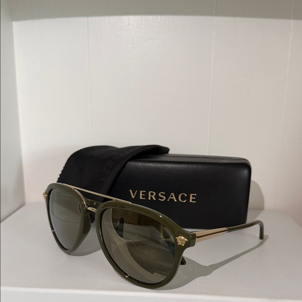 Versace Olive and Gold Designer Sunglasses